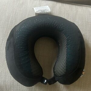 TRVL Travel Pillow with Cooling Gel and Memory Foam Insert. Black velour cover